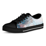 White Cloud Galaxy Space Print Black Low Top Sneakers