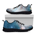 White Cloud Galaxy Space Print Black Running Shoes