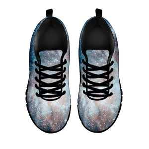White Cloud Galaxy Space Print Black Running Shoes