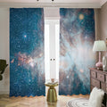 White Cloud Galaxy Space Print Dimout Pencil Pleat Curtains