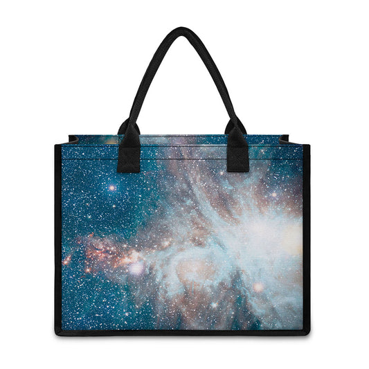 White Cloud Galaxy Space Print Canvas Tote Bag