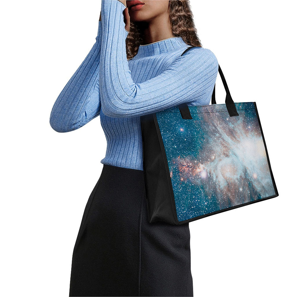 White Cloud Galaxy Space Print Canvas Tote Bag