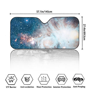 White Cloud Galaxy Space Print Car Windshield Sun Shade