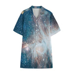 White Cloud Galaxy Space Print Cotton Hawaiian Shirt