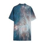White Cloud Galaxy Space Print Cotton Hawaiian Shirt