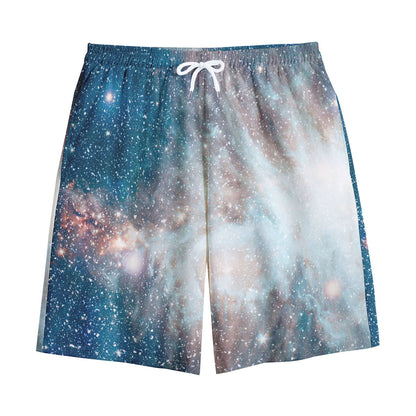 White Cloud Galaxy Space Print Cotton Shorts