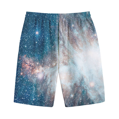 White Cloud Galaxy Space Print Cotton Shorts