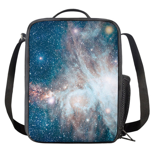 White Cloud Galaxy Space Print Crossbody Lunch Bag