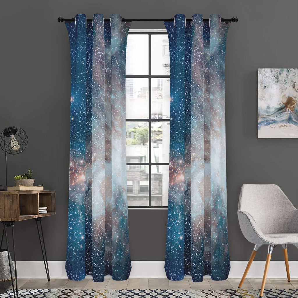 White Cloud Galaxy Space Print Curtain