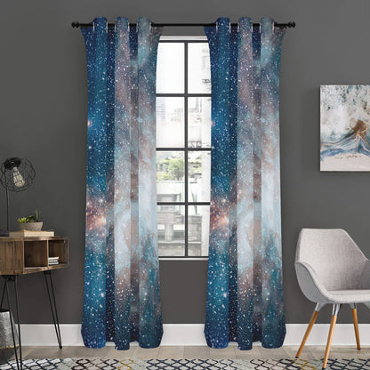 White Cloud Galaxy Space Print Curtain