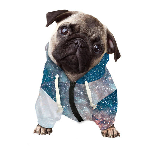 White Cloud Galaxy Space Print Dog Zip Up Hoodie