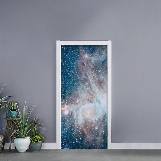 White Cloud Galaxy Space Print Door Sticker