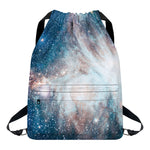 White Cloud Galaxy Space Print Drawstring Backpack