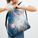 White Cloud Galaxy Space Print Drawstring Backpack