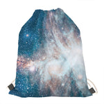 White Cloud Galaxy Space Print Drawstring Bag