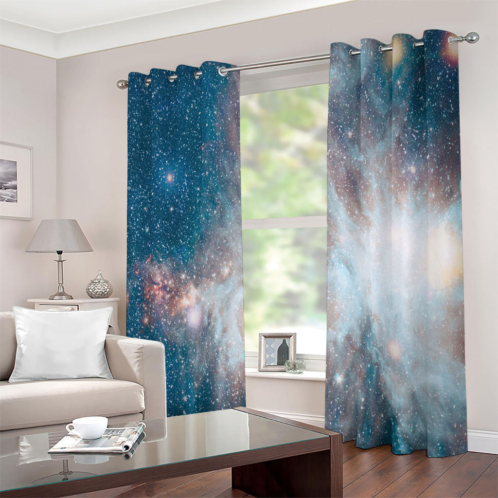 White Cloud Galaxy Space Print Extra Wide Grommet Curtains