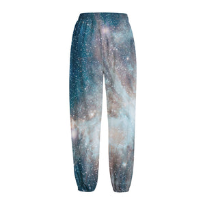 White Cloud Galaxy Space Print Fleece Lined Knit Pants