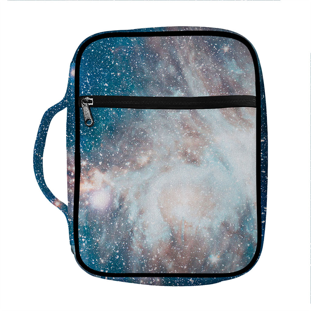 White Cloud Galaxy Space Print Front Pocket Bible Bag
