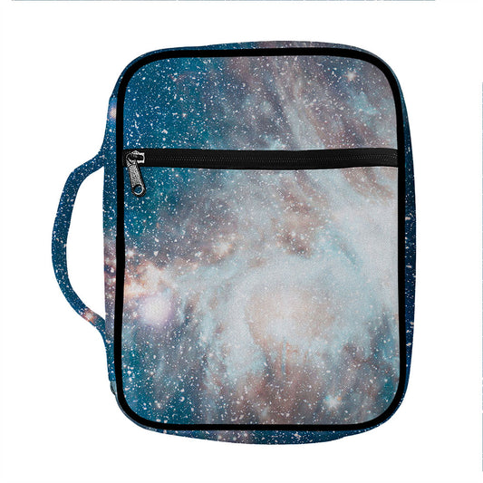 White Cloud Galaxy Space Print Front Pocket Bible Bag