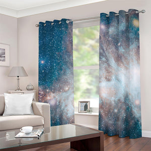 White Cloud Galaxy Space Print Grommet Curtains