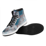 White Cloud Galaxy Space Print High Top Leather Sneakers