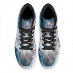 White Cloud Galaxy Space Print High Top Leather Sneakers