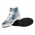 White Cloud Galaxy Space Print High Top Leather Sneakers