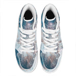 White Cloud Galaxy Space Print High Top Leather Sneakers