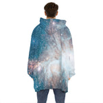 White Cloud Galaxy Space Print Hoodie Blanket