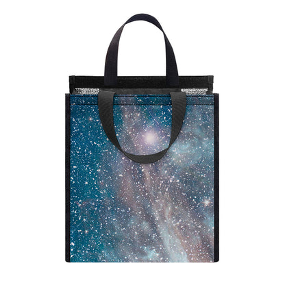 White Cloud Galaxy Space Print Insulated Lunch Tote