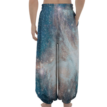 White Cloud Galaxy Space Print Lantern Pants