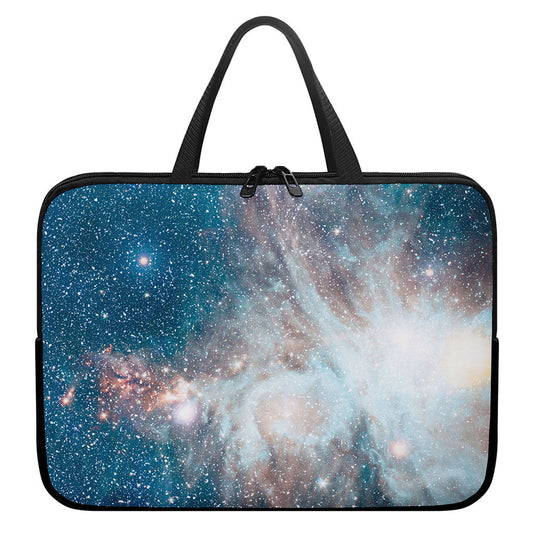White Cloud Galaxy Space Print Laptop Sleeve With Handle