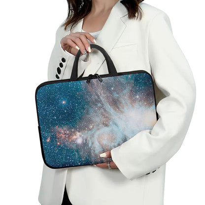 White Cloud Galaxy Space Print Laptop Sleeve With Handle