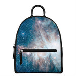 White Cloud Galaxy Space Print Leather Backpack