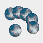 White Cloud Galaxy Space Print Leather Coaster Set