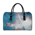 White Cloud Galaxy Space Print Leather Duffel Bag