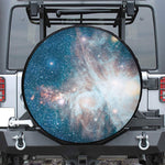 White Cloud Galaxy Space Print Leather Spare Tire Cover