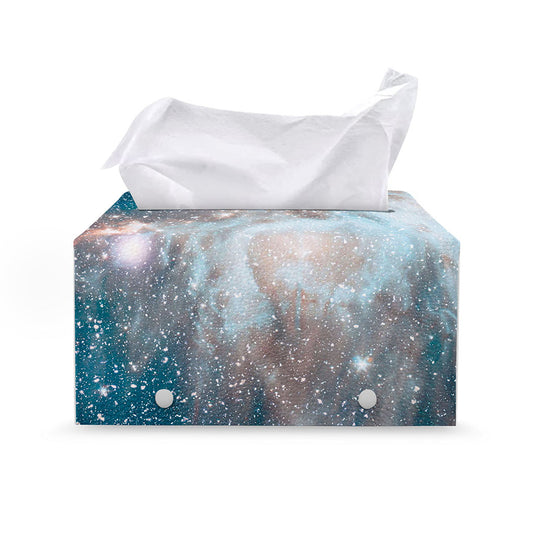 White Cloud Galaxy Space Print Leather Tissue Box Cover