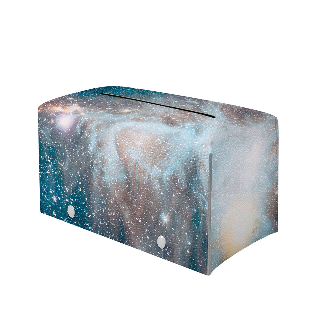 White Cloud Galaxy Space Print Leather Tissue Box Cover