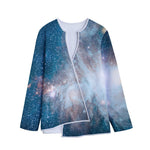 White Cloud Galaxy Space Print Long Sleeve Short Coat