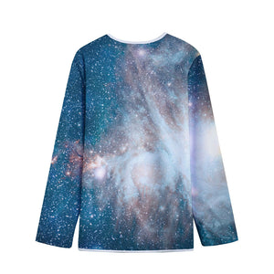 White Cloud Galaxy Space Print Long Sleeve Short Coat