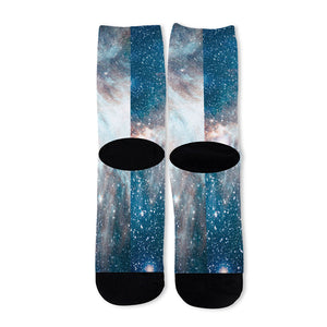 White Cloud Galaxy Space Print Long Socks