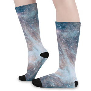 White Cloud Galaxy Space Print Long Socks