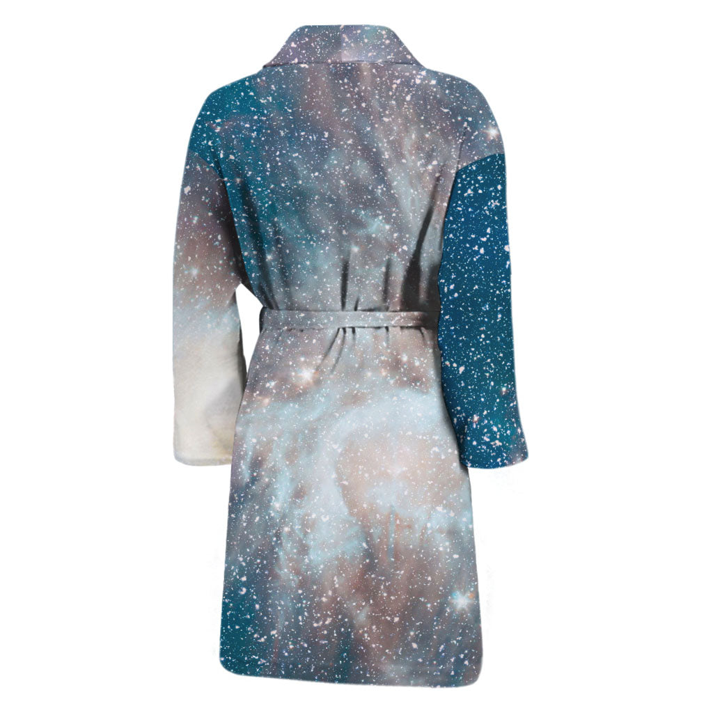 White Cloud Galaxy Space Print Men's Bathrobe