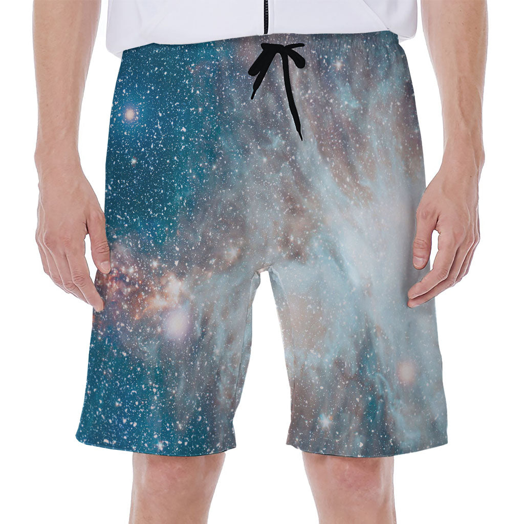 White Cloud Galaxy Space Print Men's Beach Shorts