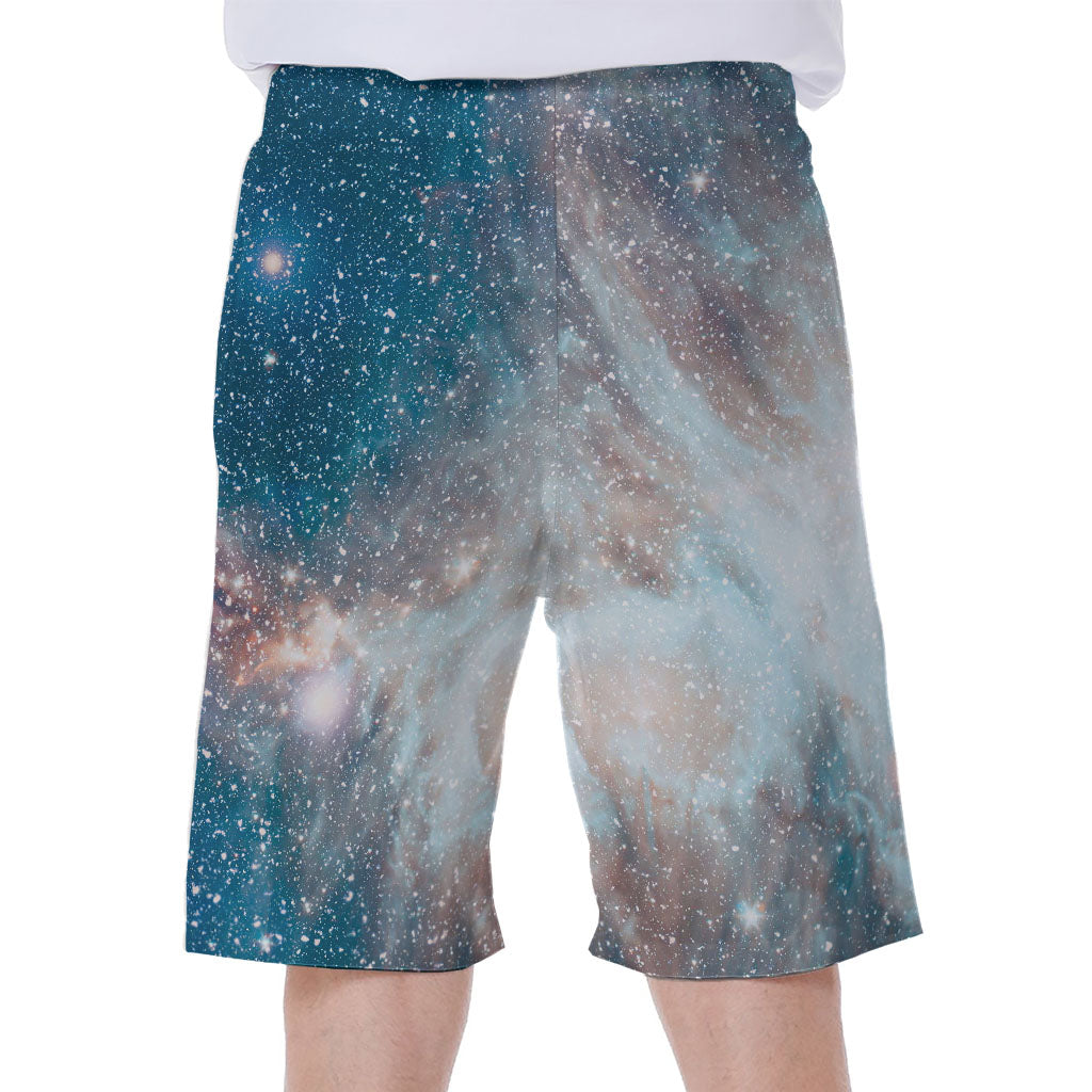 White Cloud Galaxy Space Print Men's Beach Shorts