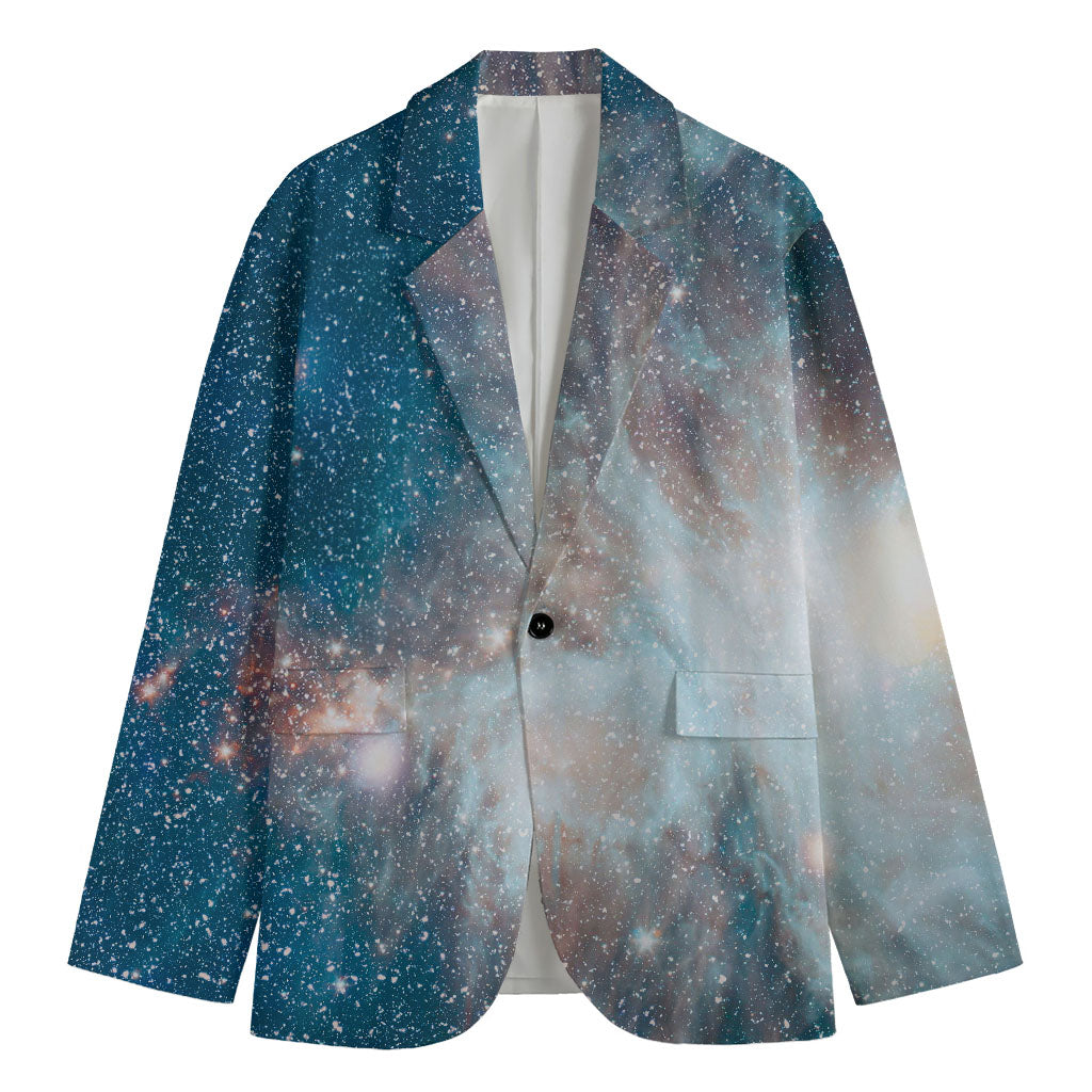 White Cloud Galaxy Space Print Men's Blazer