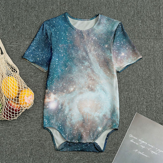 White Cloud Galaxy Space Print Men's Bodysuit