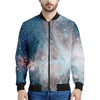 White Cloud Galaxy Space Print Men's Bomber Jacket