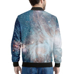 White Cloud Galaxy Space Print Men's Bomber Jacket